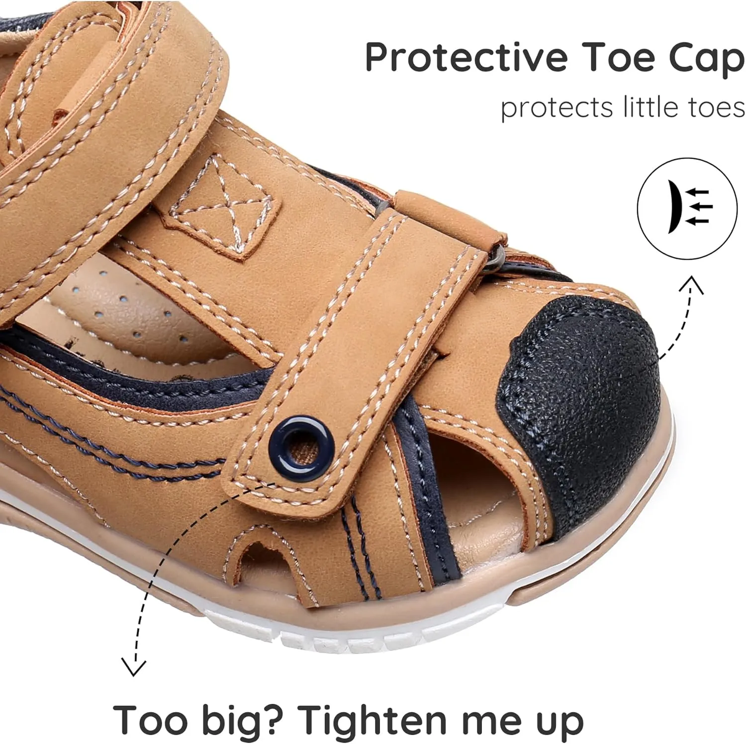 Blikcon Baby/Toddler Boys Sandals Closed Toe Summer Shoes with Soft Sole (Toddler/Little Kid)
