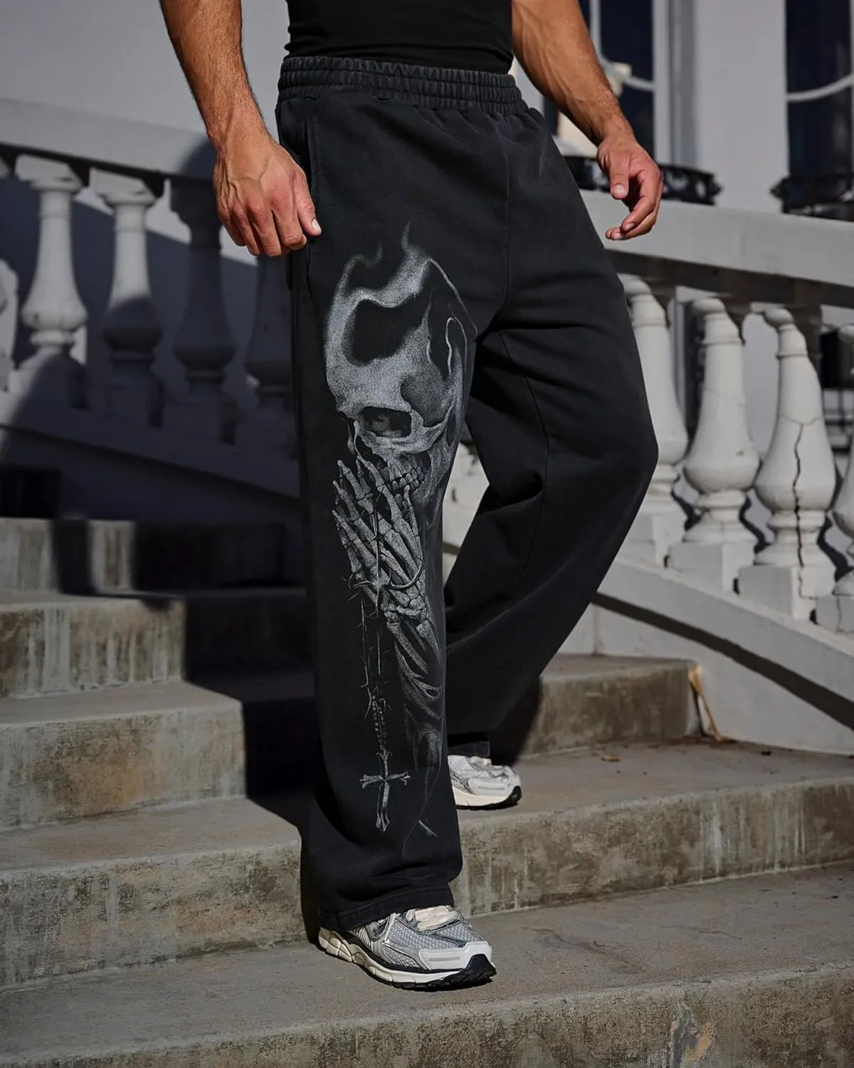 BOOMLEMON Mens Graphic Print Joggers Baggy Casual Workout Pants Bandana Punk Streetwear Sweatpants with Pockets