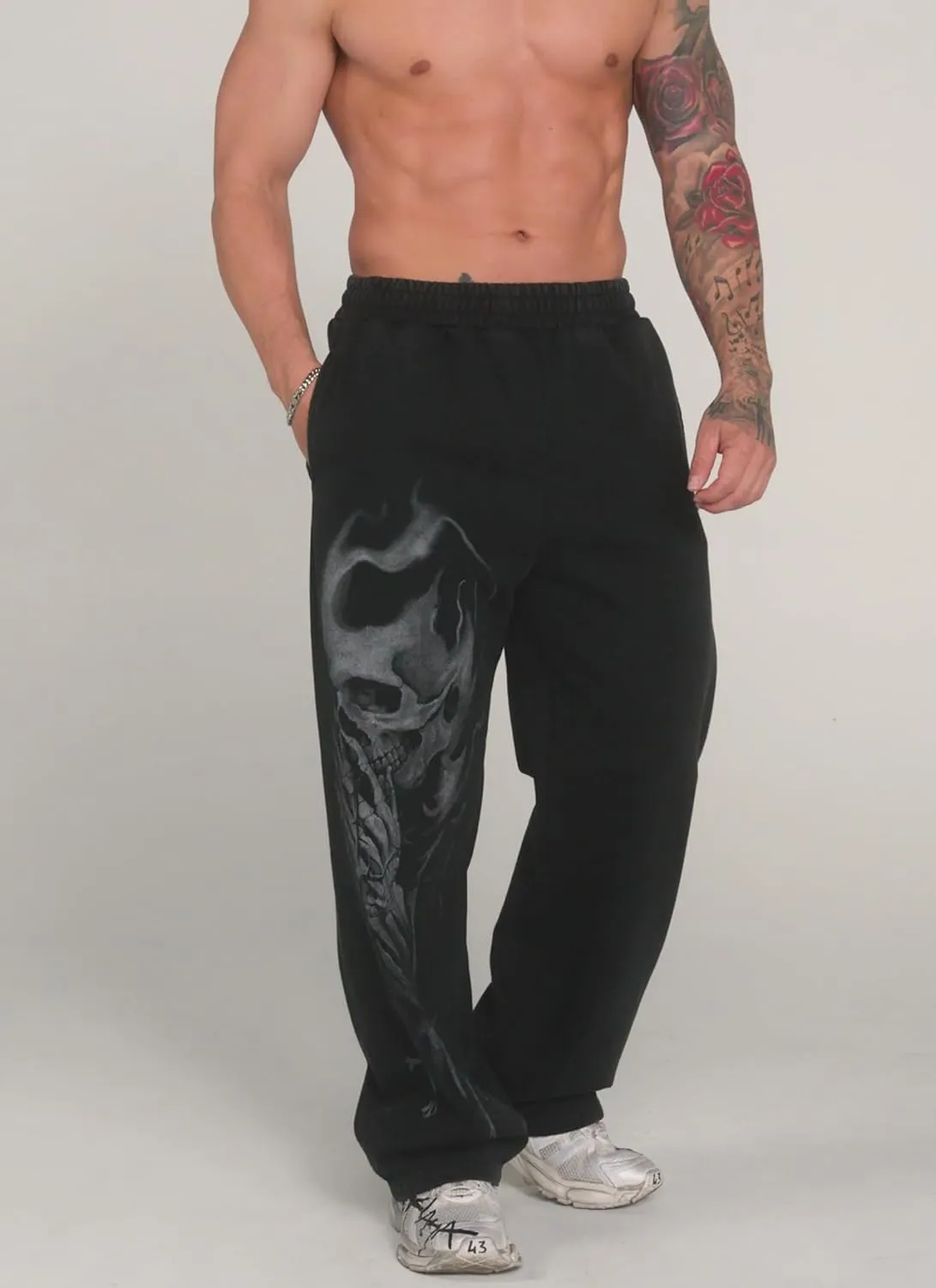 BOOMLEMON Mens Graphic Print Joggers Baggy Casual Workout Pants Bandana Punk Streetwear Sweatpants with Pockets