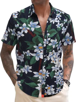 COOFANDY Men's Linen Casual Short Sleeve Shirt Button Down Summer Beach Wedding Shirts
