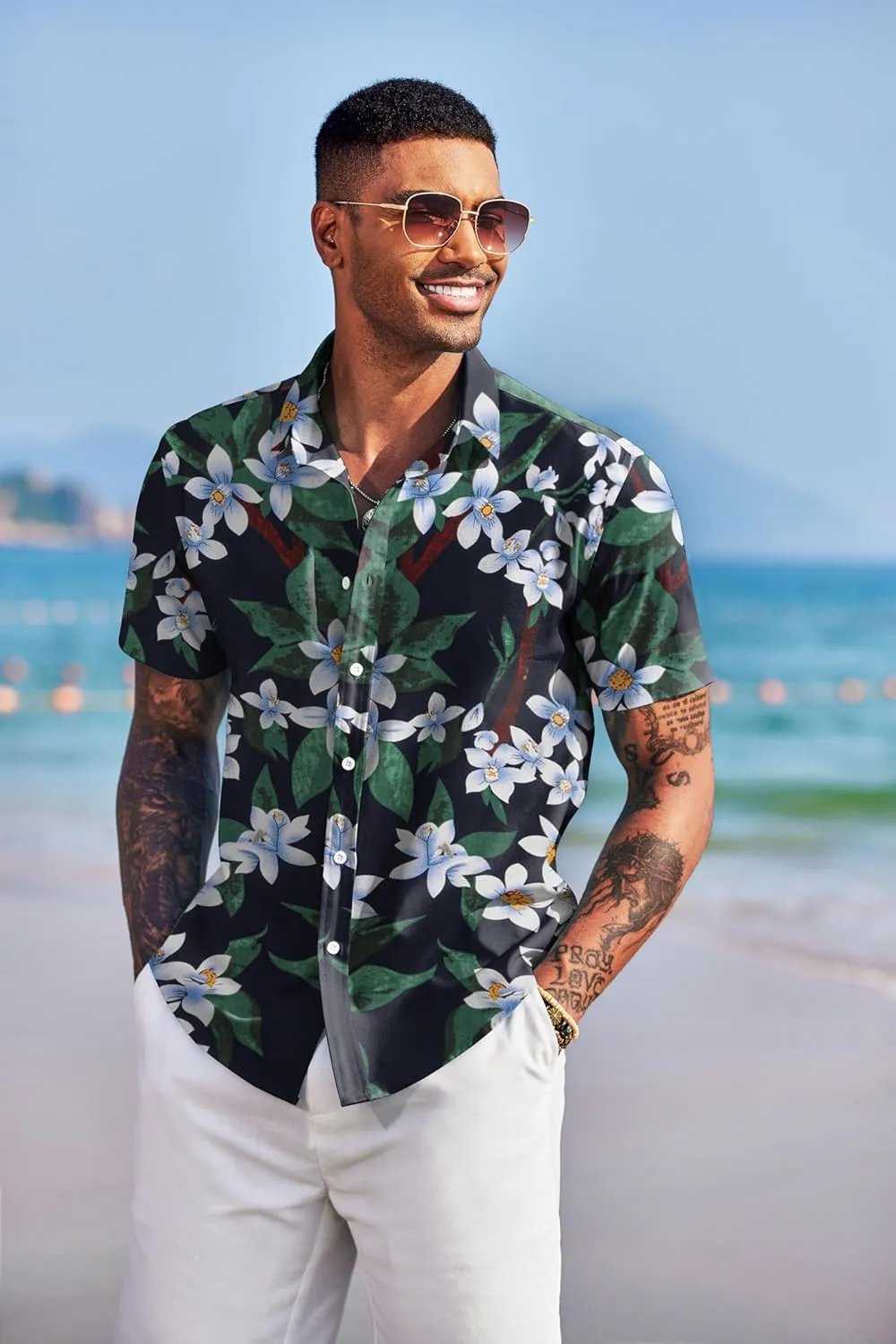COOFANDY Men's Linen Casual Short Sleeve Shirt Button Down Summer Beach Wedding Shirts