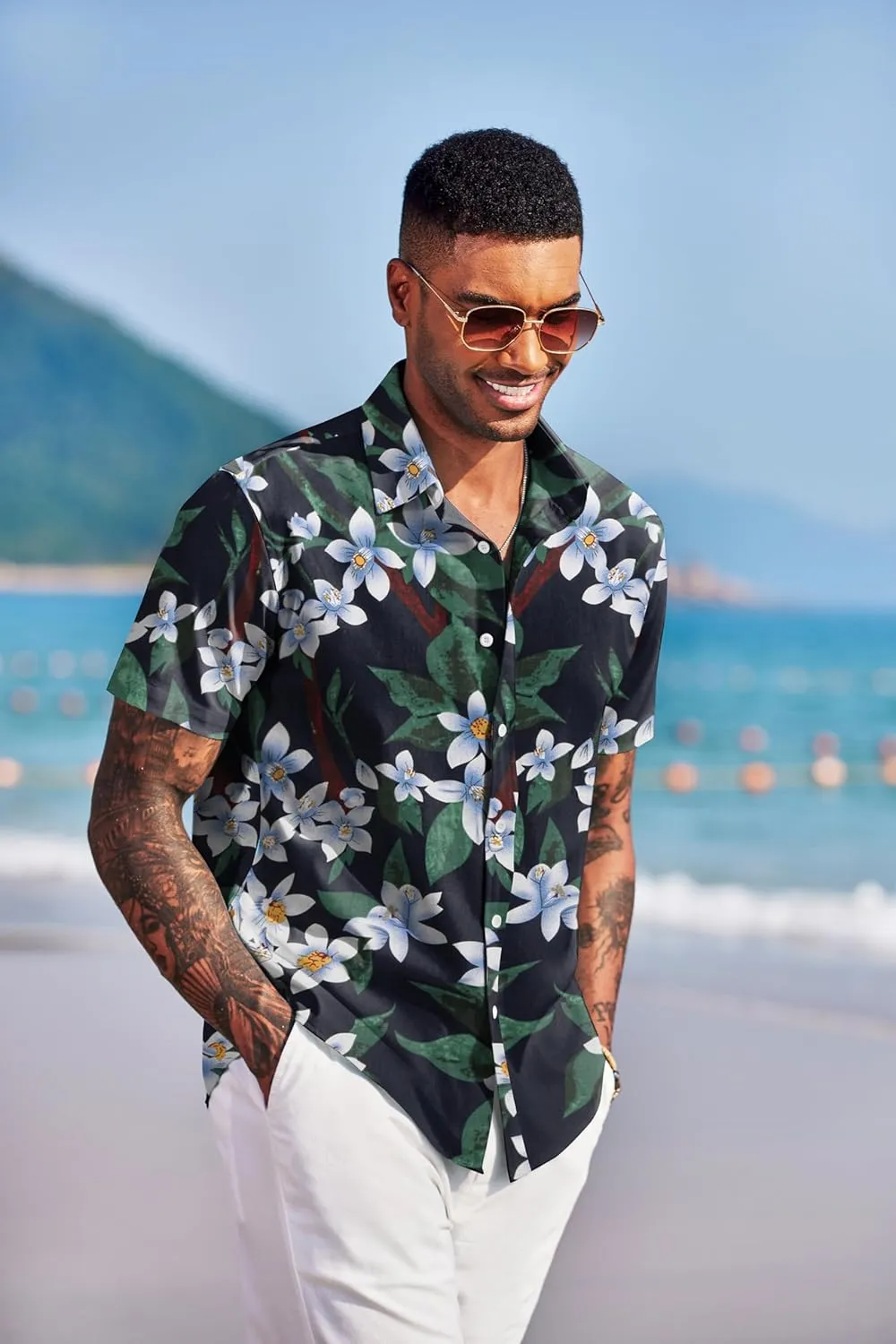COOFANDY Men's Linen Casual Short Sleeve Shirt Button Down Summer Beach Wedding Shirts
