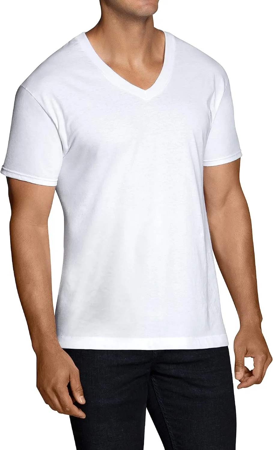 Fruit of the Loom Men's V-Neck Undershirts, Moisture Wicking & Tag Free, Also Available in Tall Sizes