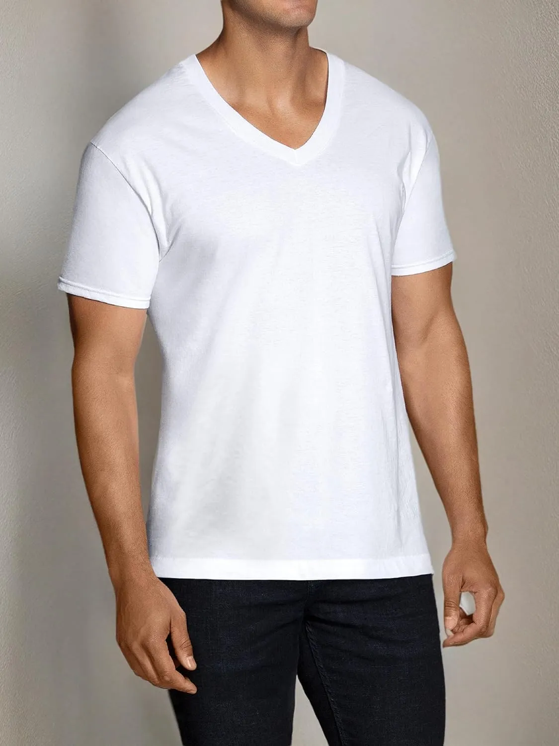 Fruit of the Loom Men's V-Neck Undershirts, Moisture Wicking & Tag Free, Also Available in Tall Sizes