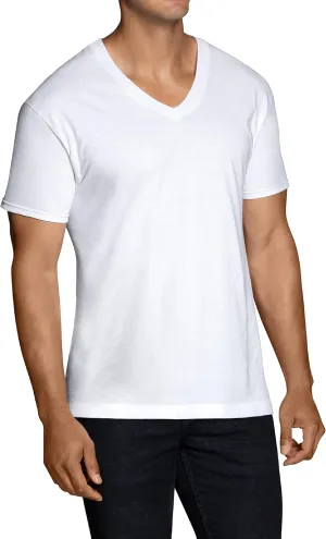 Fruit of the Loom Men's V-Neck Undershirts, Moisture Wicking & Tag Free, Also Available in Tall Sizes