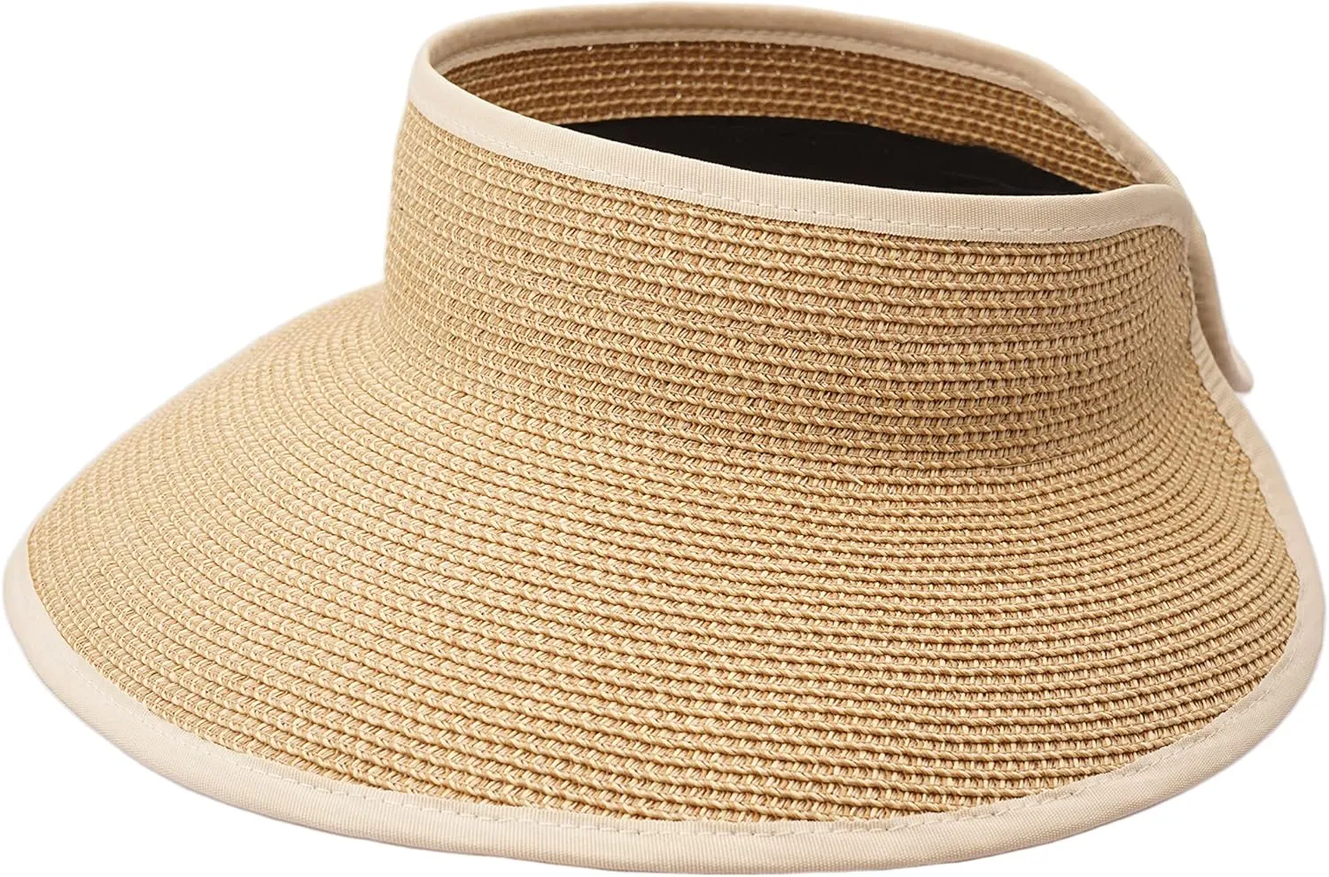 Joywant Womens Sun Visor Hats, Packable Wide Brim Ponytail Beach Hat Straw Visor Summer Beach Vacation Essentials for Womens