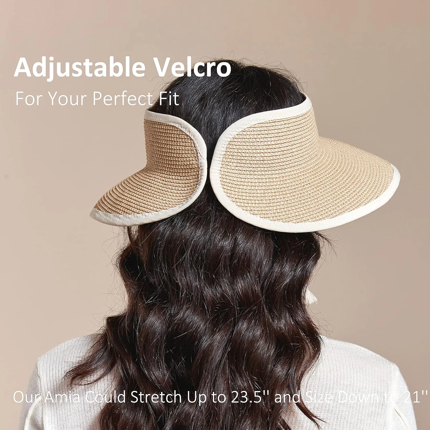Joywant Womens Sun Visor Hats, Packable Wide Brim Ponytail Beach Hat Straw Visor Summer Beach Vacation Essentials for Womens