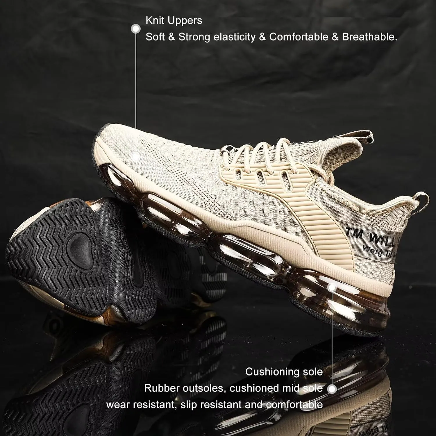 Men's Air Cushion Running Shoes Walking Jogging Fitness Gym Fashion Sneakers Lace Up Casual Comfortable Work Tennis Sport Athletic Trainers
