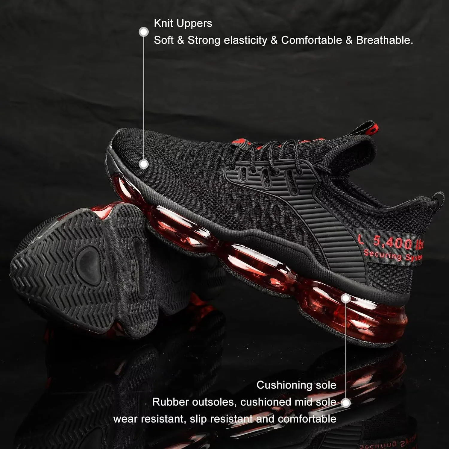 Men's Air Cushion Running Shoes Walking Jogging Fitness Gym Fashion Sneakers Lace Up Casual Comfortable Work Tennis Sport Athletic Trainers