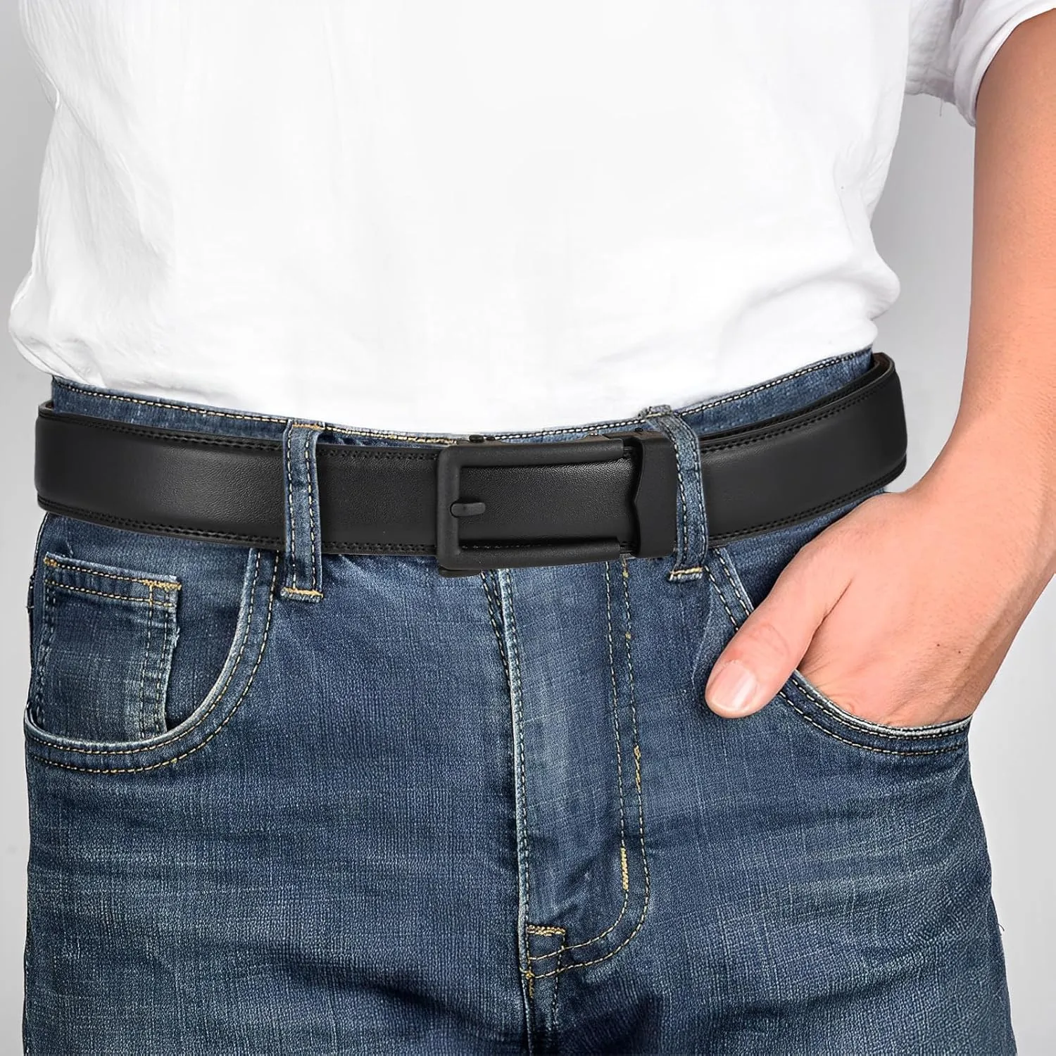 Men's Belt, Ratchet Dress Casual Belt with Adjustable Automatic Buckle Trim to Fit