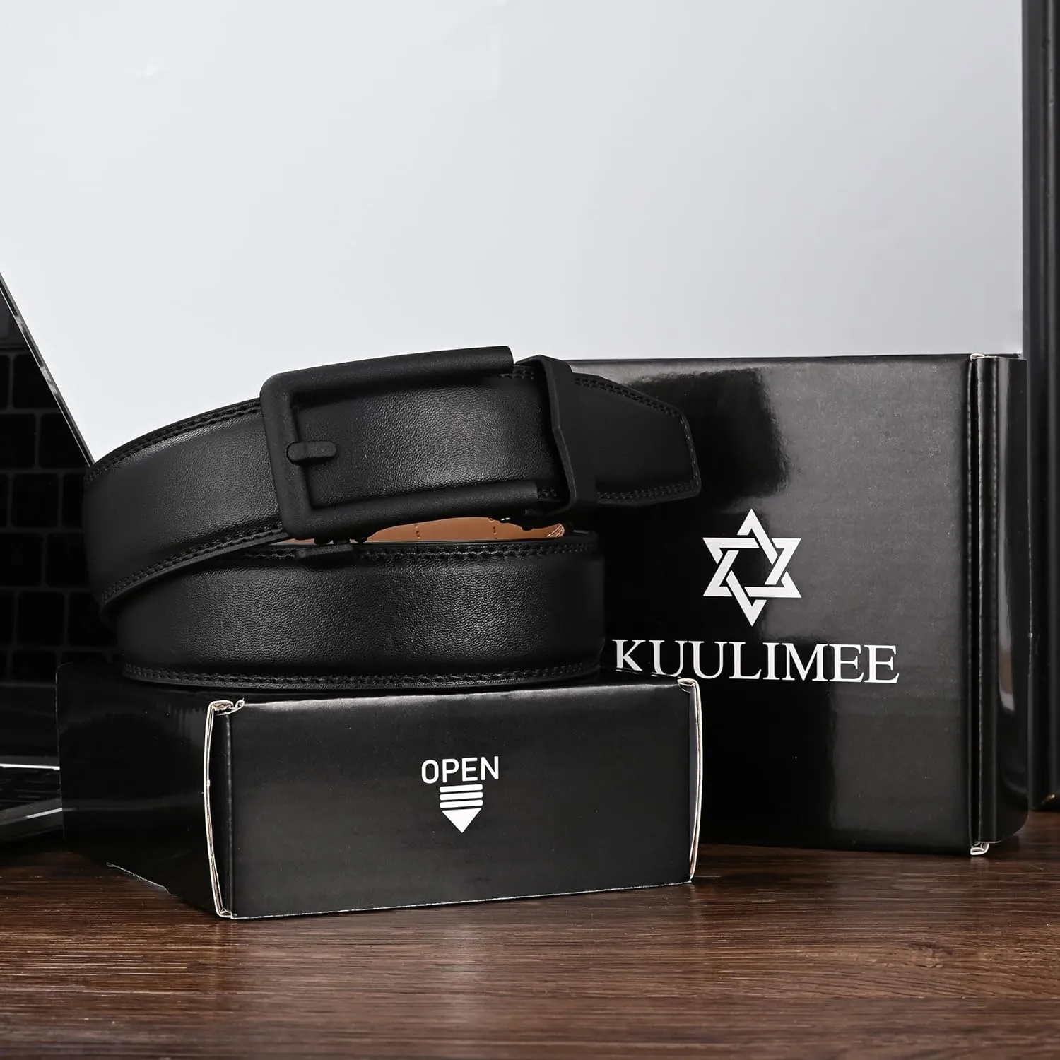 Men's Belt, Ratchet Dress Casual Belt with Adjustable Automatic Buckle Trim to Fit
