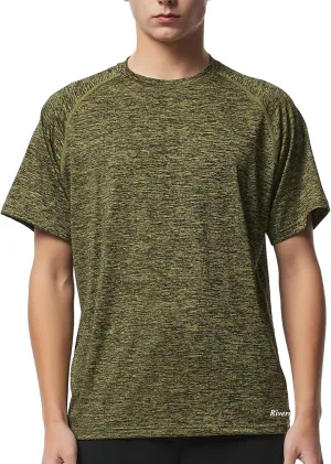 Riverruns Fishing Shirt for Men Short Sleeve UPF 50  Sun Protection Swim T-Shirt Rash Guard Water Beach Tee