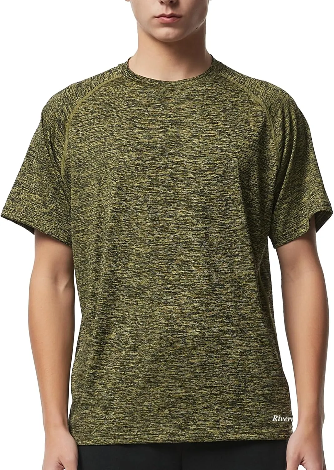 Riverruns Fishing Shirt for Men Short Sleeve UPF 50  Sun Protection Swim T-Shirt Rash Guard Water Beach Tee