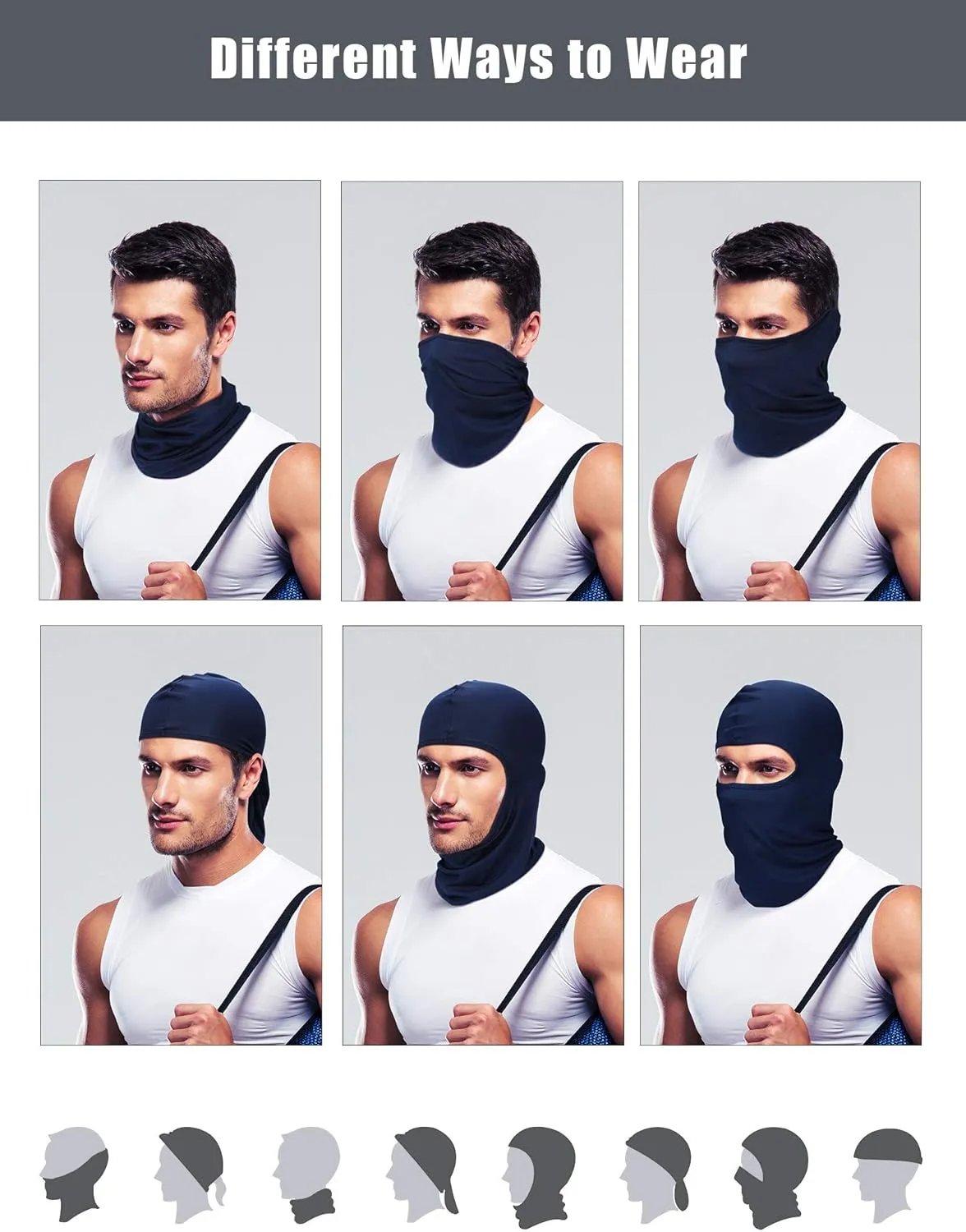 SATINIOR 9 Pcs Ski Mask for Men Full Face Cover UV Sun Protection Cooling Balaclava Neck Gaiter Clothing Scarf Bandana