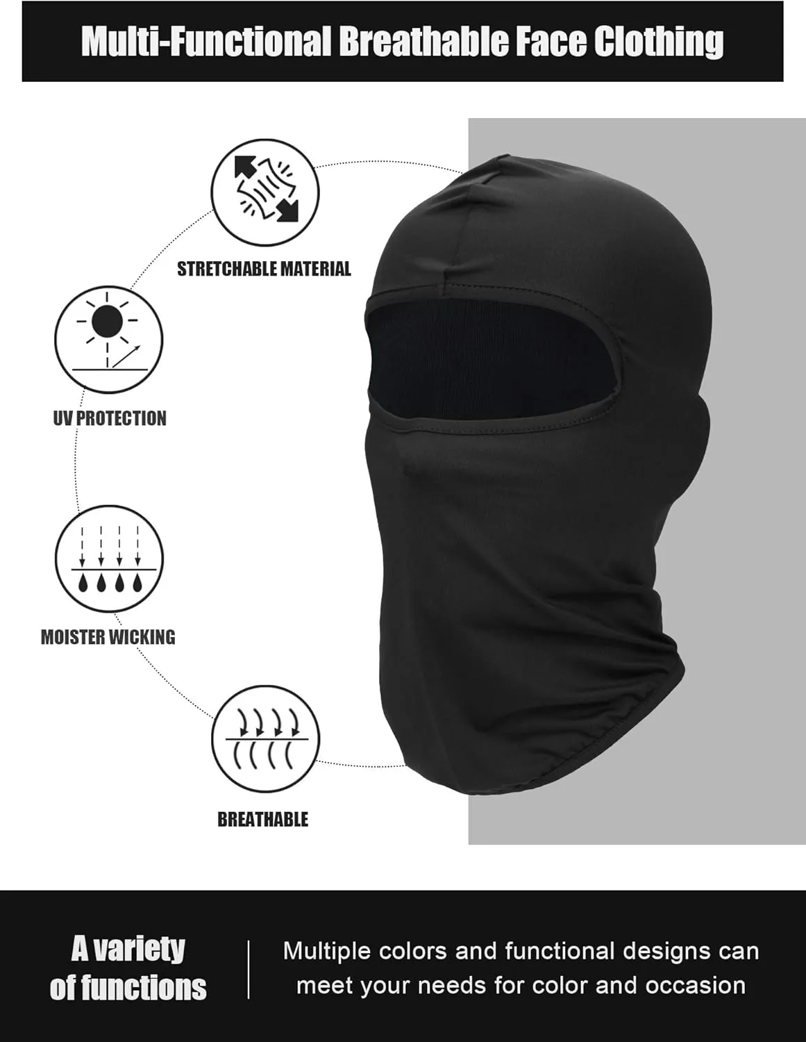SATINIOR 9 Pcs Ski Mask for Men Full Face Cover UV Sun Protection Cooling Balaclava Neck Gaiter Clothing Scarf Bandana