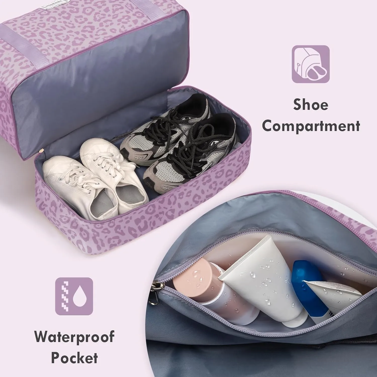 WOOMADA Weekender Overnight Bag for Women, Carry on Shoulder Travel Duffel with Shoes Compartment,Gym Bag with Toiletry Bag