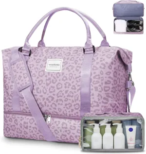 WOOMADA Weekender Overnight Bag for Women, Carry on Shoulder Travel Duffel with Shoes Compartment,Gym Bag with Toiletry Bag